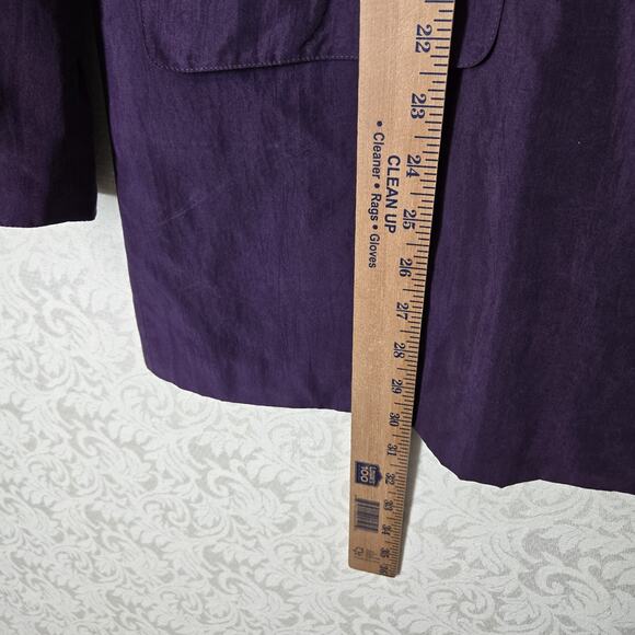Linea Milano Pure Silk Jacket Blazer sz 12 US Purple Pockets Double Breasted - Picture 11 of 16